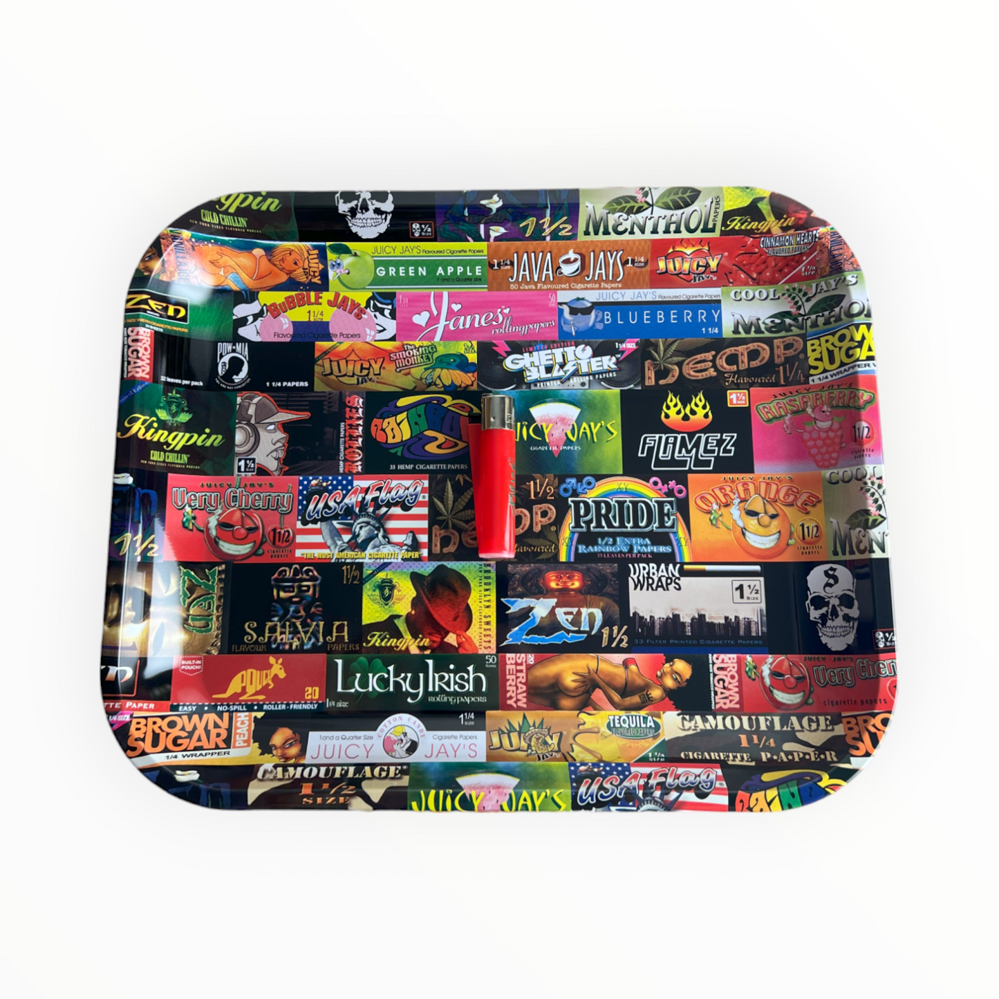 Rolling Tray aus Metall | "History" | L | Black Leaf