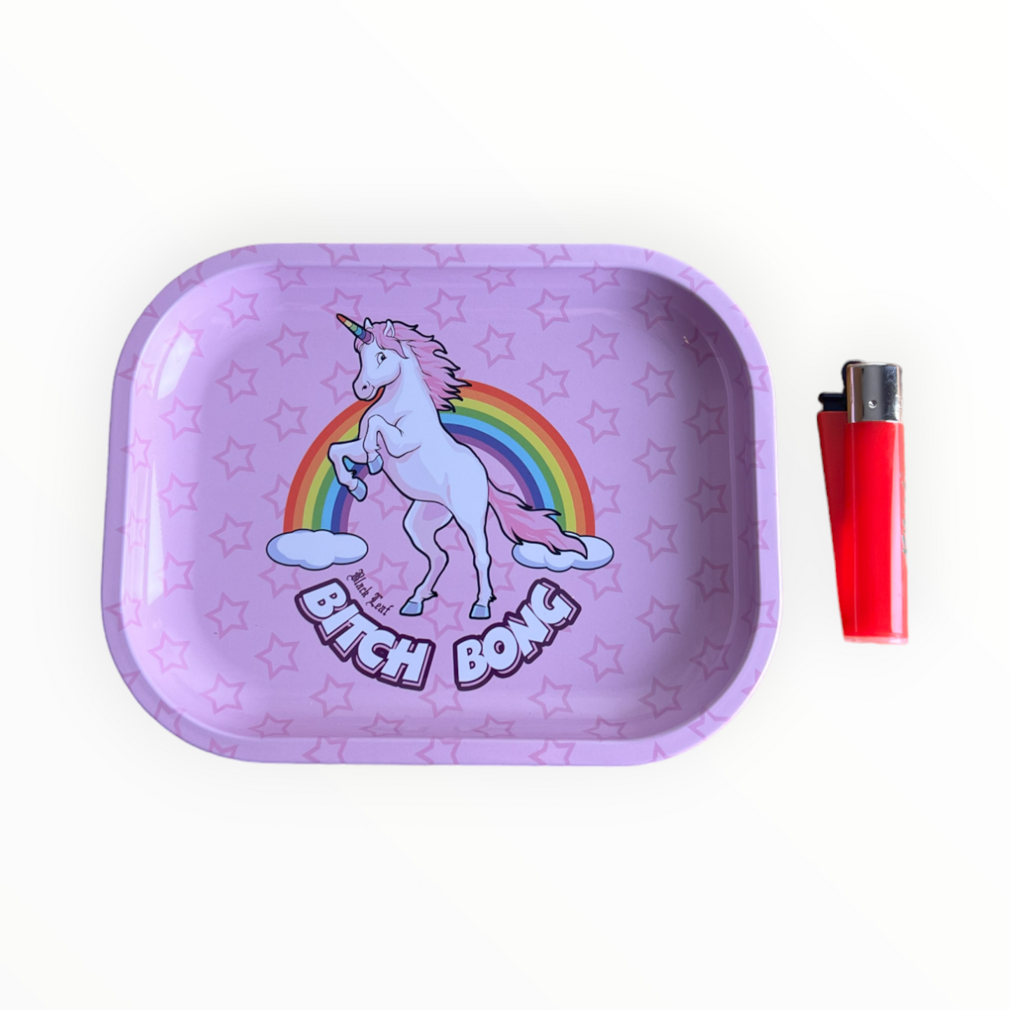 Rolling Tray aus Metall | "BitchBong" | S | Black Leaf