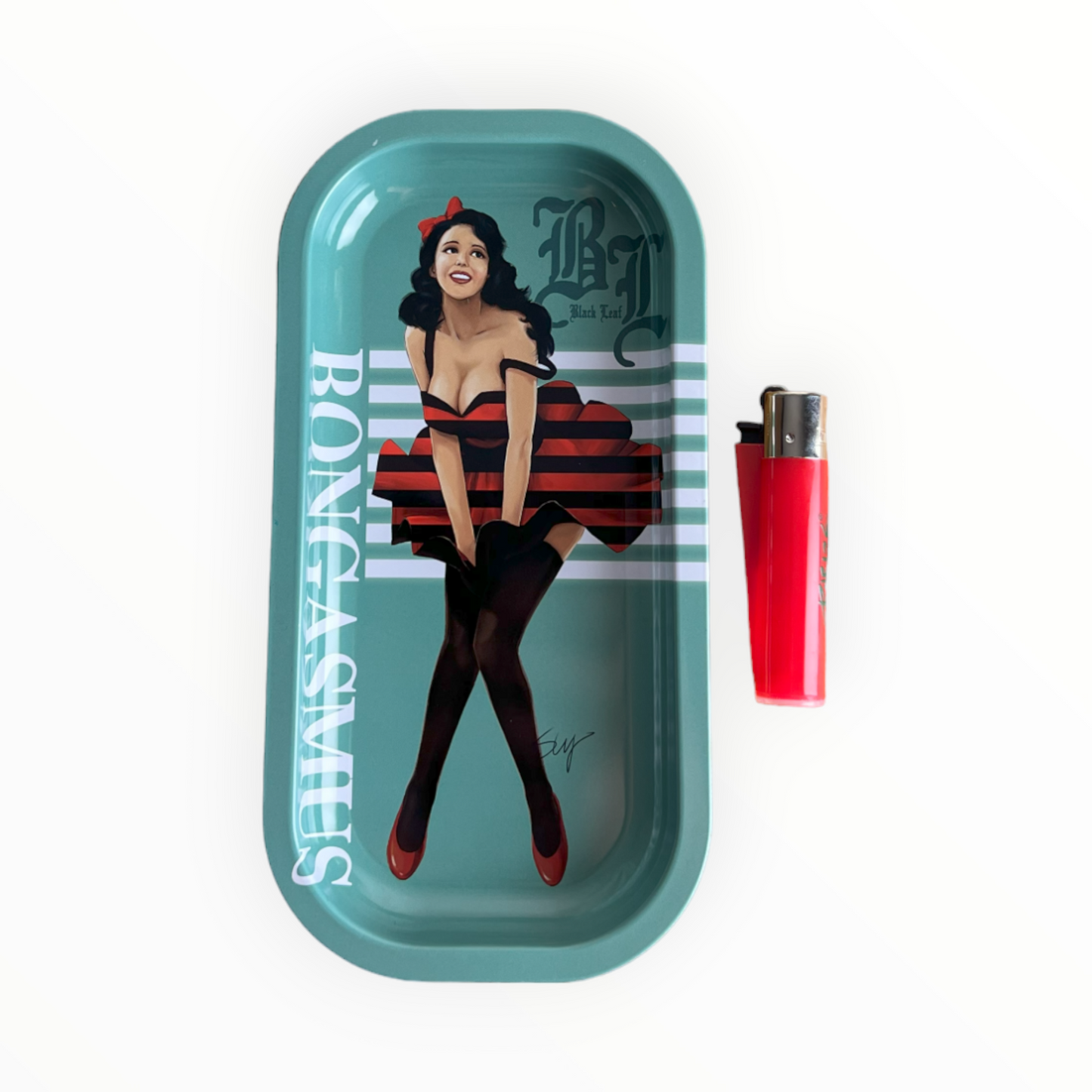 Rolling Tray Materialaus Metall | "Bongasmus" | XS | Black Leaf