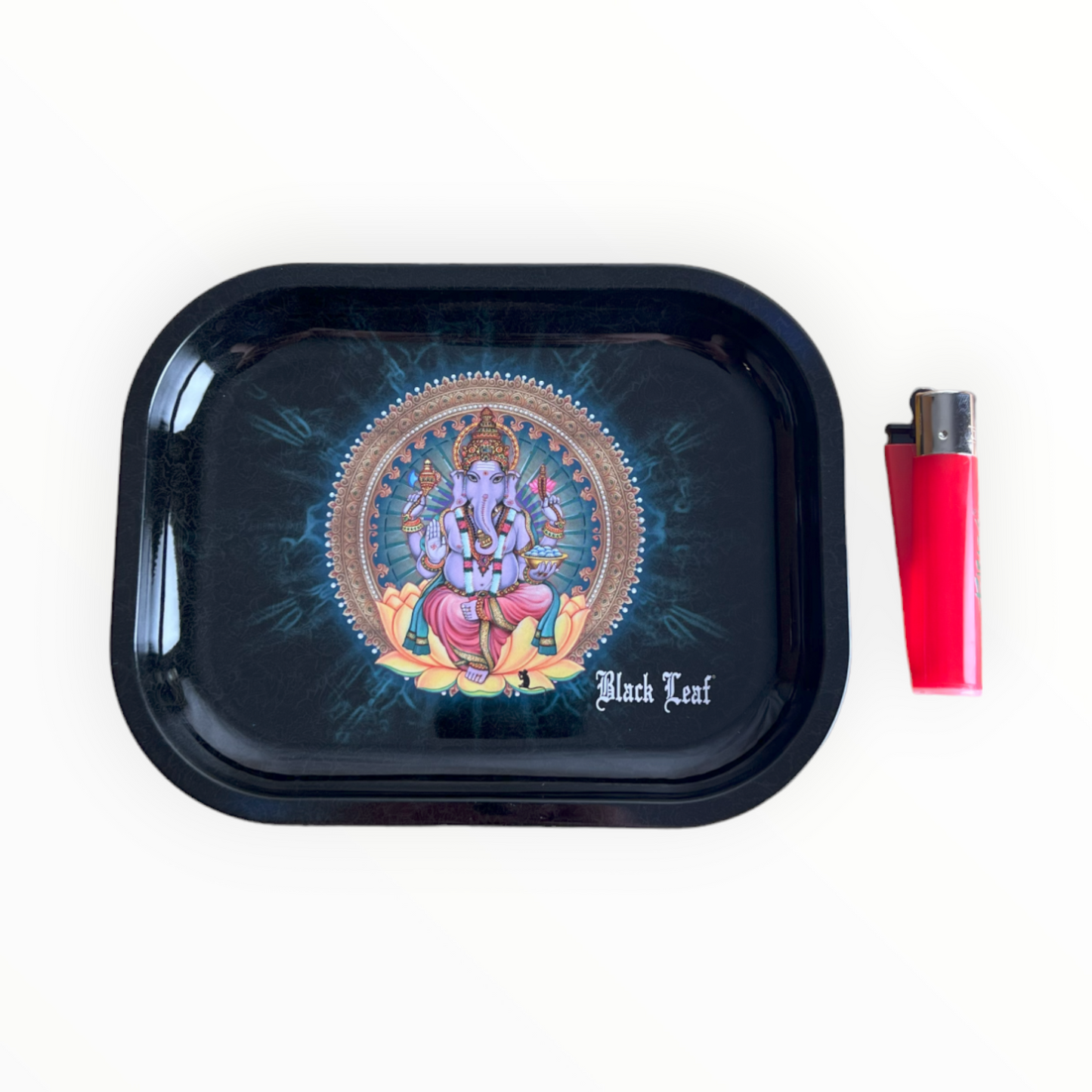 Rolling Tray aus Metall | "Ganesha" | S | Black Leaf