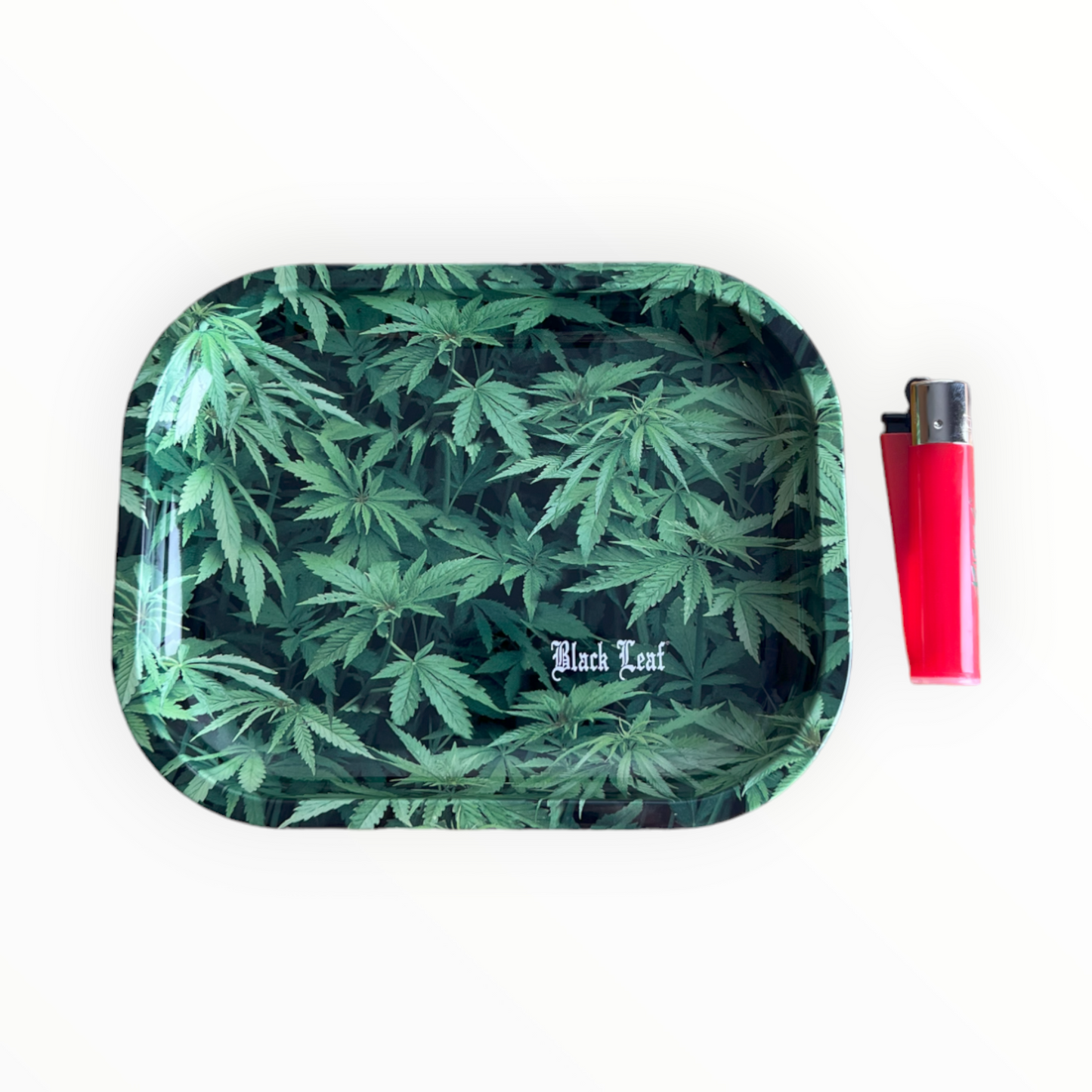 Rolling Tray aus Metall | "Hemp" | S | Black Leaf
