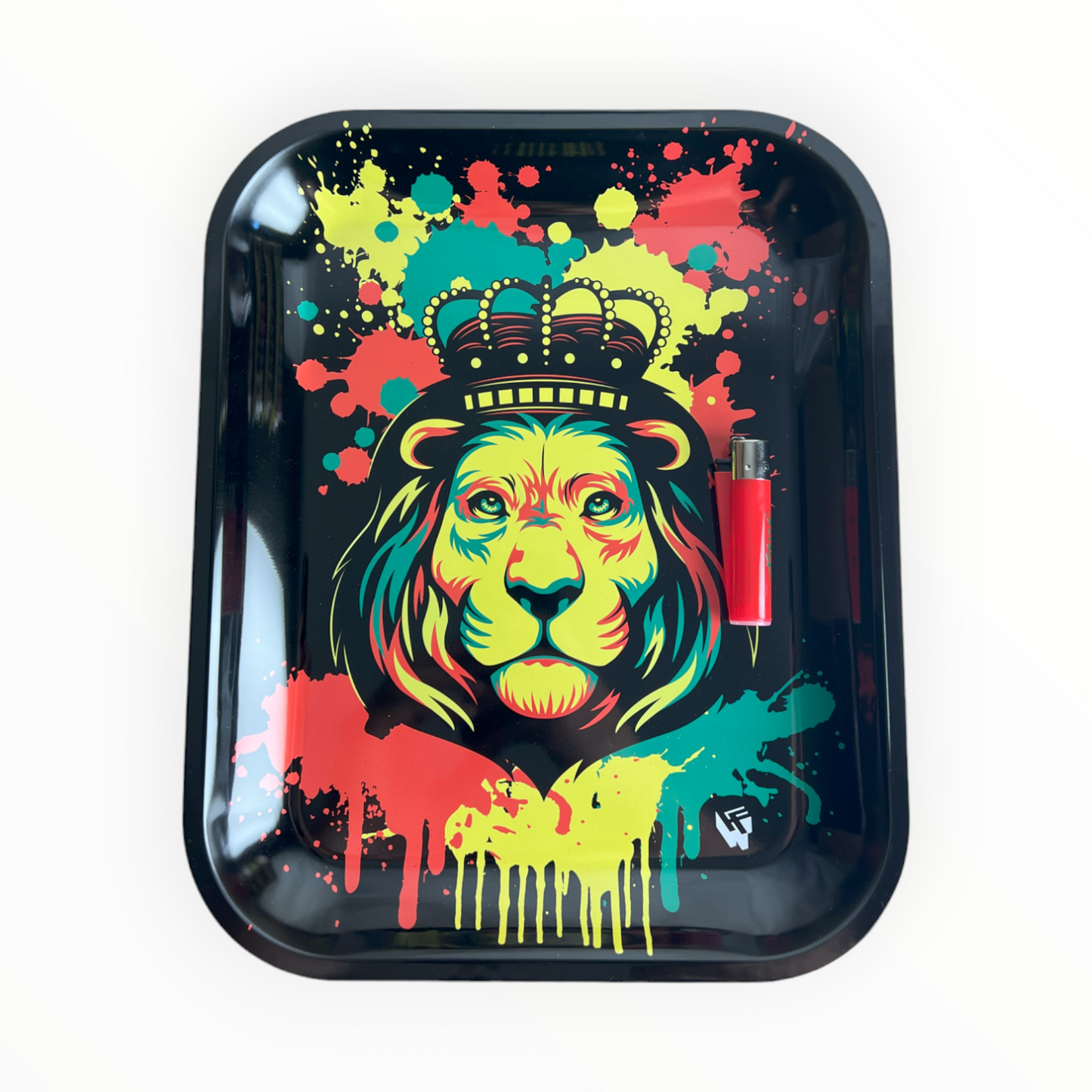 Rolling Tray aus Metall | "Lion" | L | Black Leaf
