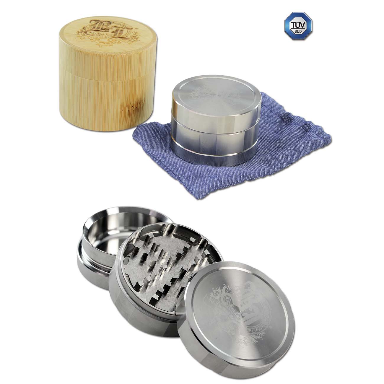 Edelstahl Grinder "DELUXE" | 3-Teilig | ⌀49mm