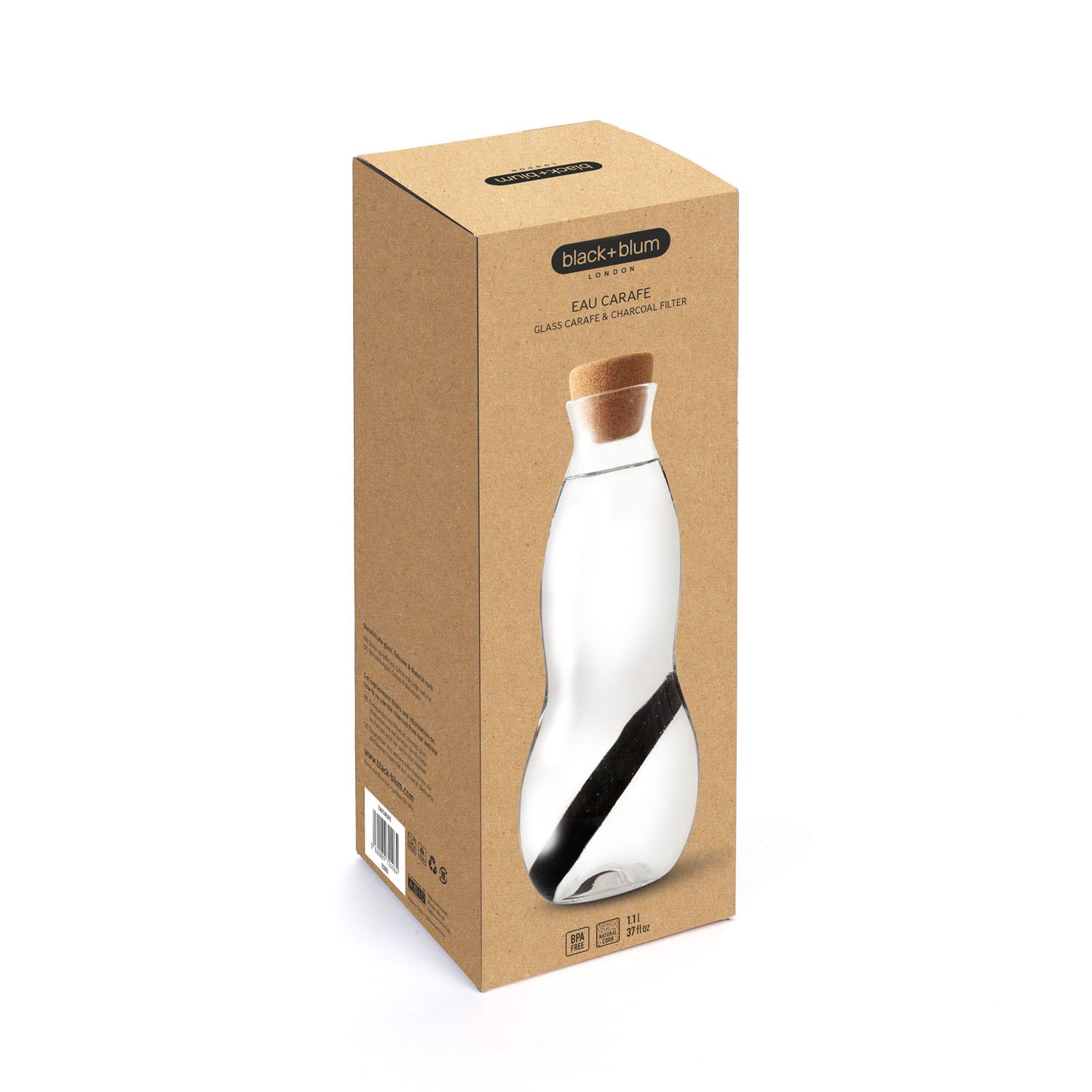 Glaskaraffe mit Aktivkohlefilter | 1,1l "Eau Good"